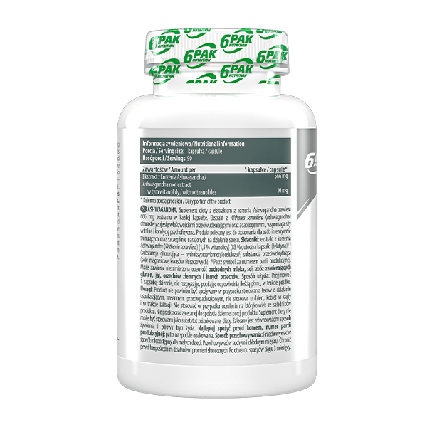 6PAK Ashwagandha 666 mg - 90 Capsules