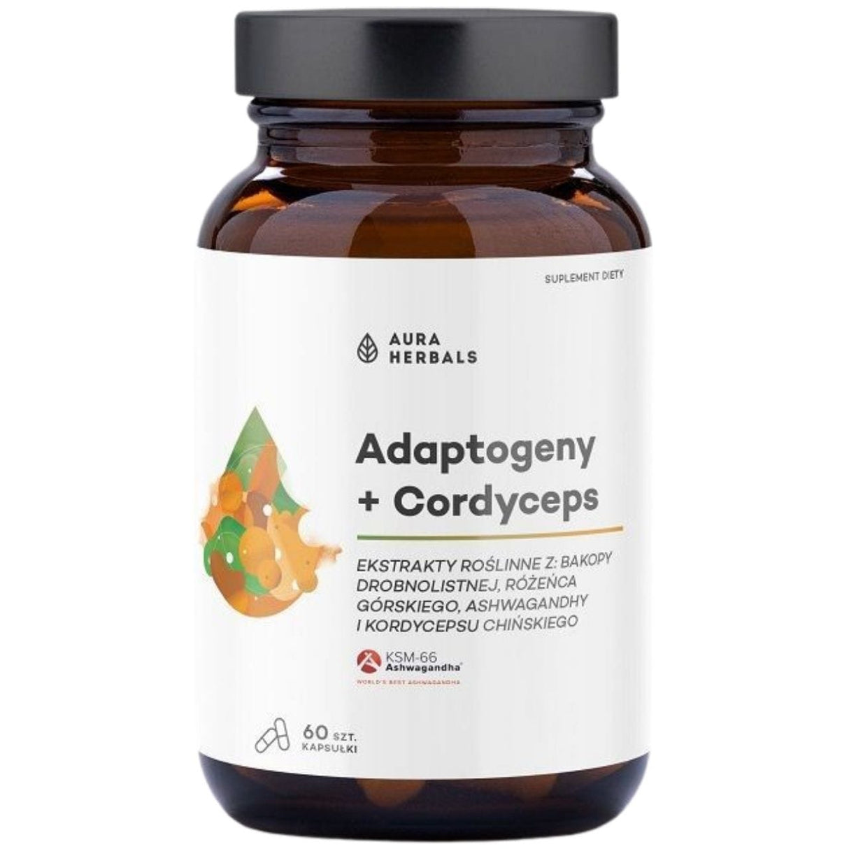 Aura Herbals Adaptogens + Cordyceps, Plant Extracts - 60 Capsules