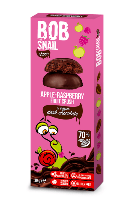 Bob Snail Choco Apple and Raspberry Snack in Dark Chocolate - 30 g