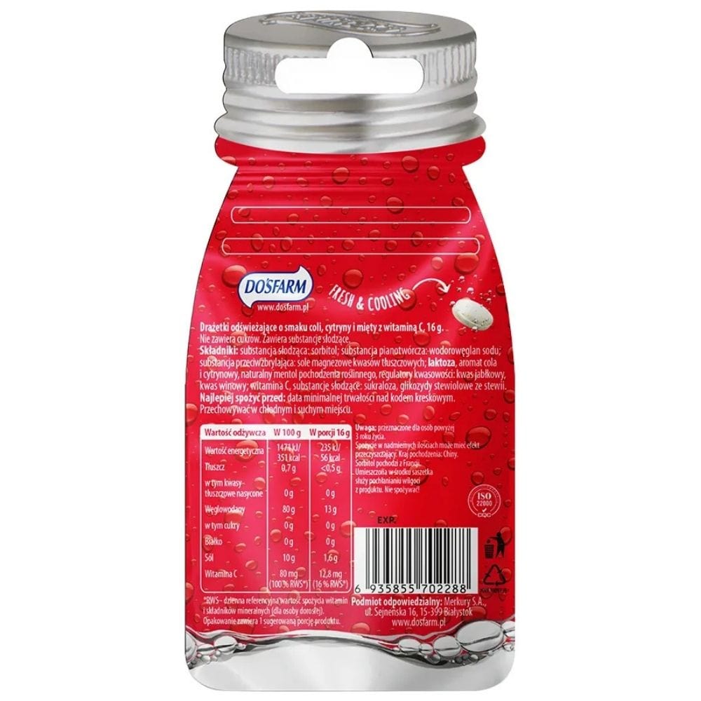 Dosfarm Refreshing Dragees with Vitamin C, Cola, Lemon and Mint - 16 g