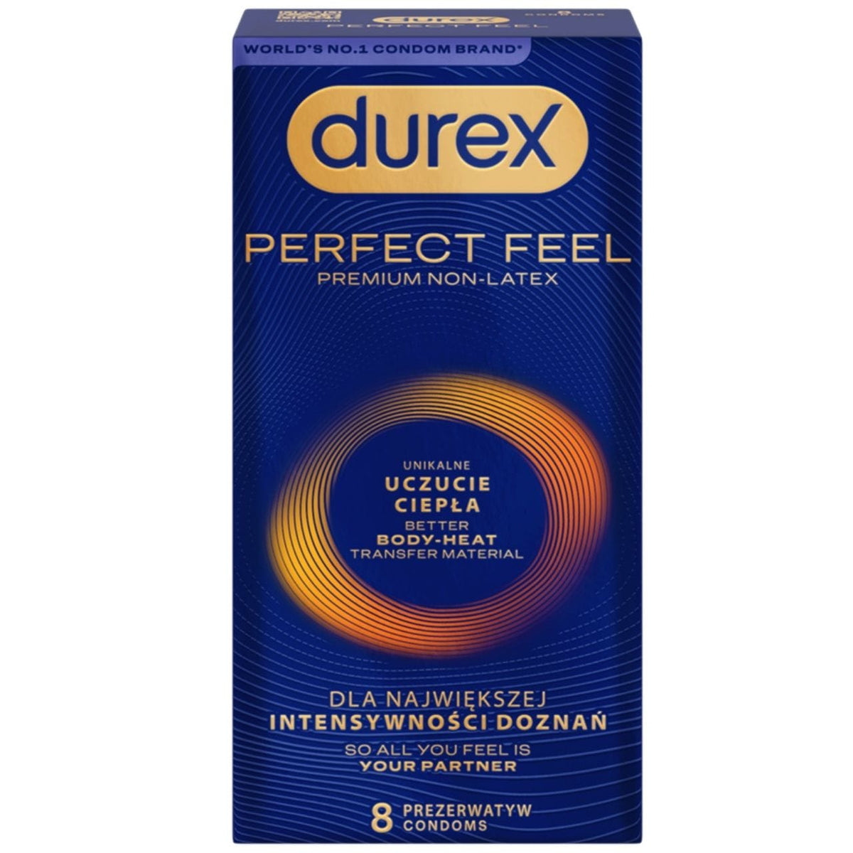Durex Perfect Feel Condoms with Warming Effect, Latex-Free - 8 Pieces   Medpak