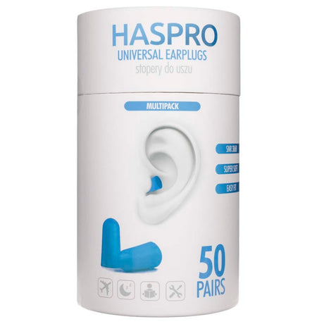 Haspro Tube50 Earplugs Blue - 50 pairs