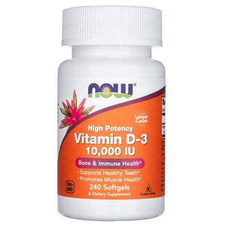 Now Foods Vitamin D3 250 mcg (10000 IU) - 240 Softgels