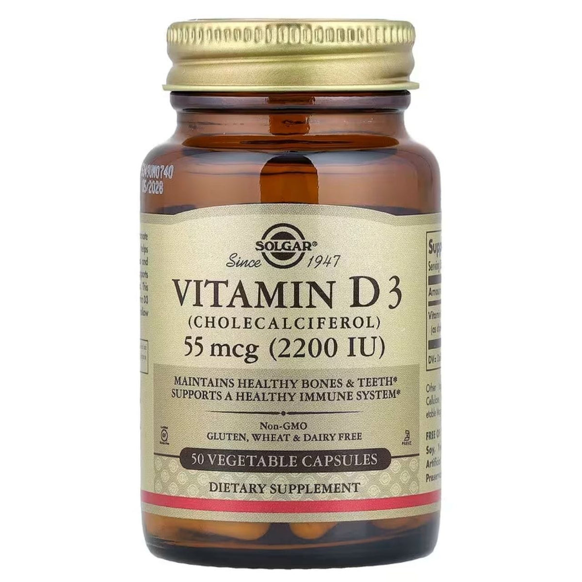 Solgar Vitamin D3 55 mcg (2200 IU) - 50 Veg Capsules