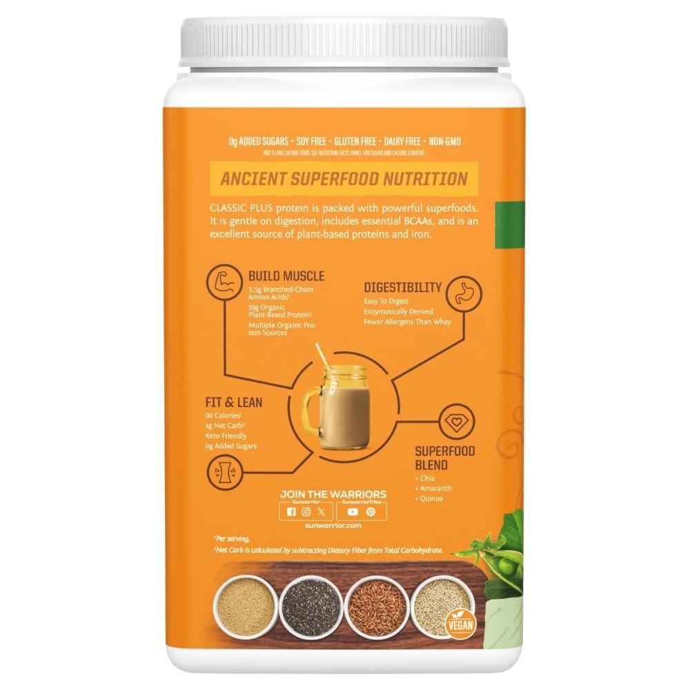 Sunwarrior Classic Plus Protein, Plant Protein, Natural - 750 g