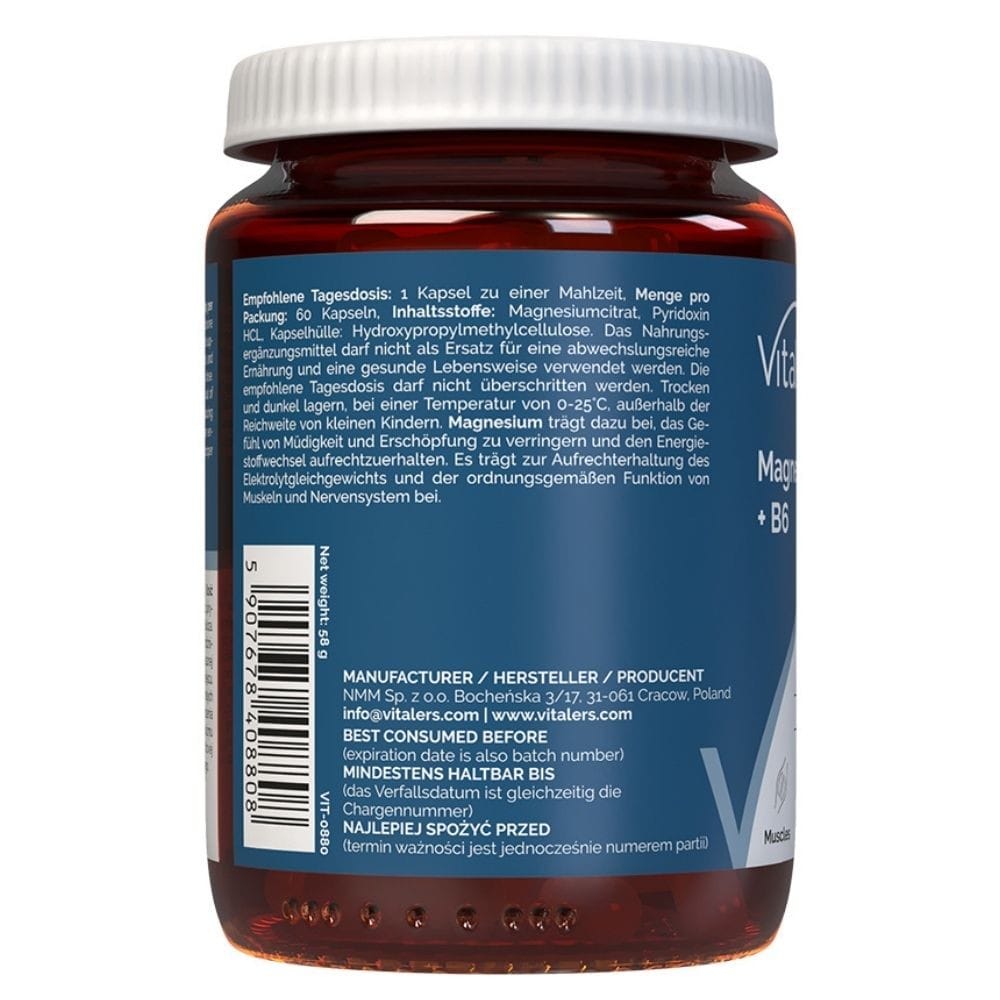 Vitaler's Magnesium 125 mg + Vitamin B6 - 60 Capsules