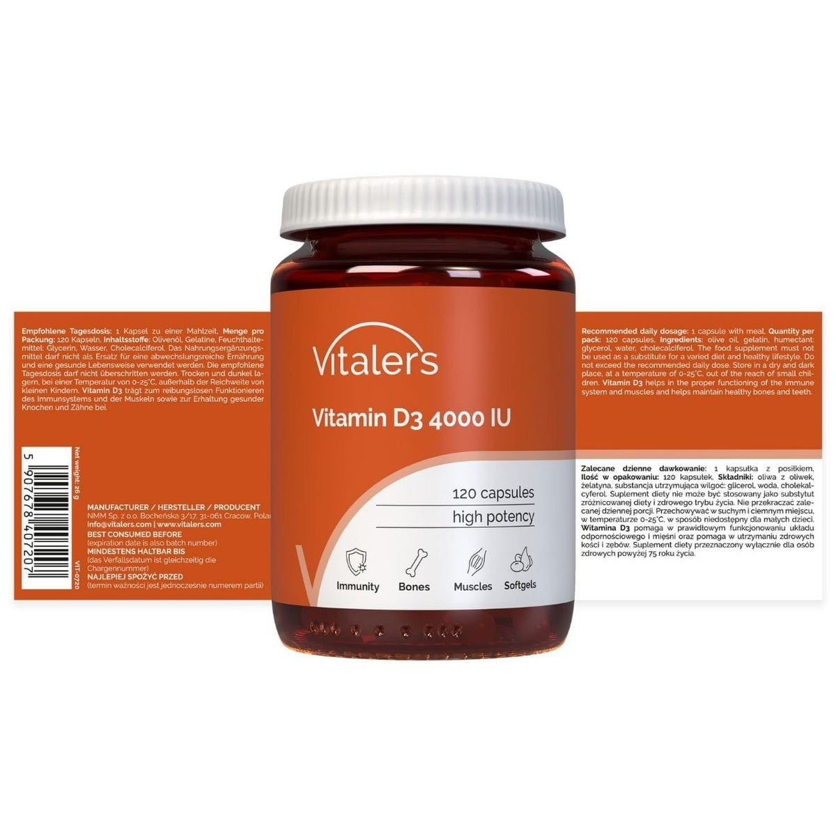 Vitaler's Vitamin D3 4000 IU - 120 Capsules