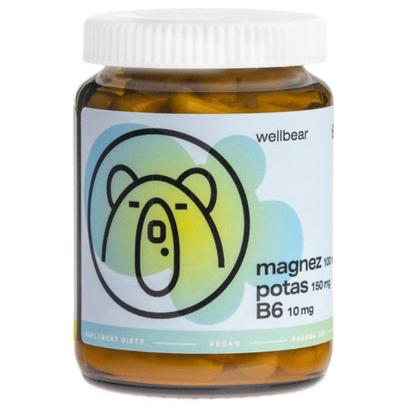 Wellbear Magnesium 100 mg + Potassium 150 mg + Vitamin B6 10 mg - 60 Capsules