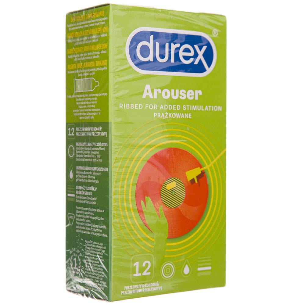 Durex Arouser Ribbed Condoms - 12 pieces