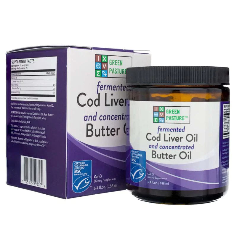 forholdet æstetisk botanist Green Pasture Fermented Cod Liver Oil & Concentrated Butter Oil 188 ml –  Medpak