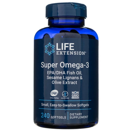 Life Extension Super Omega-3 EPA/DHA Fish Oil, Sesame Lignans & Olive Extract - 240 Softgels