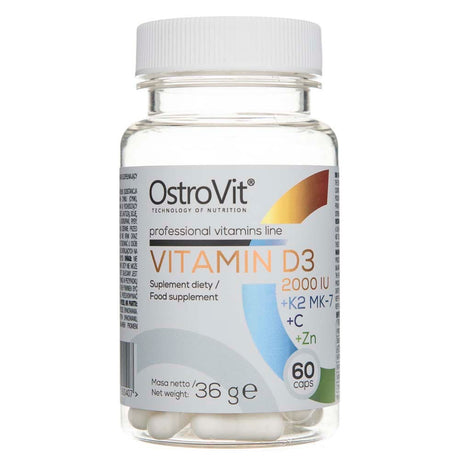 Ostrovit Vitamin D3 2000 IU + K2 MK-7 + C + Zinc - 60 Capsules