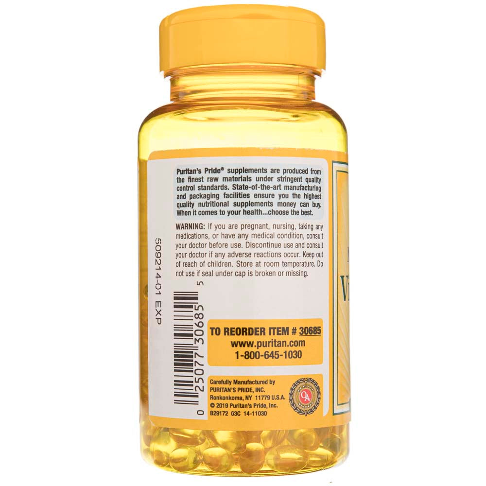 Puritan's Pride Vitamin D3 125 mcg (5000 IU) - 200 Softgels