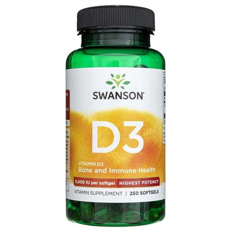 Swanson Vitamin D3 125 mcg (5000 IU) - 250 Softgels