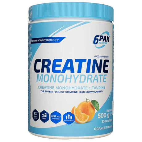 6PAK Creatine Monohydrate, Orange Flavour - 500 g