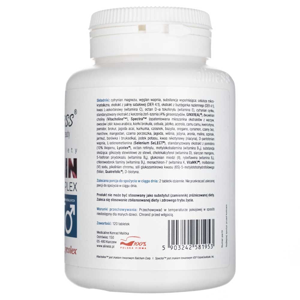 Aliness Premium Vitamin Complex for Men - 120 Tablets