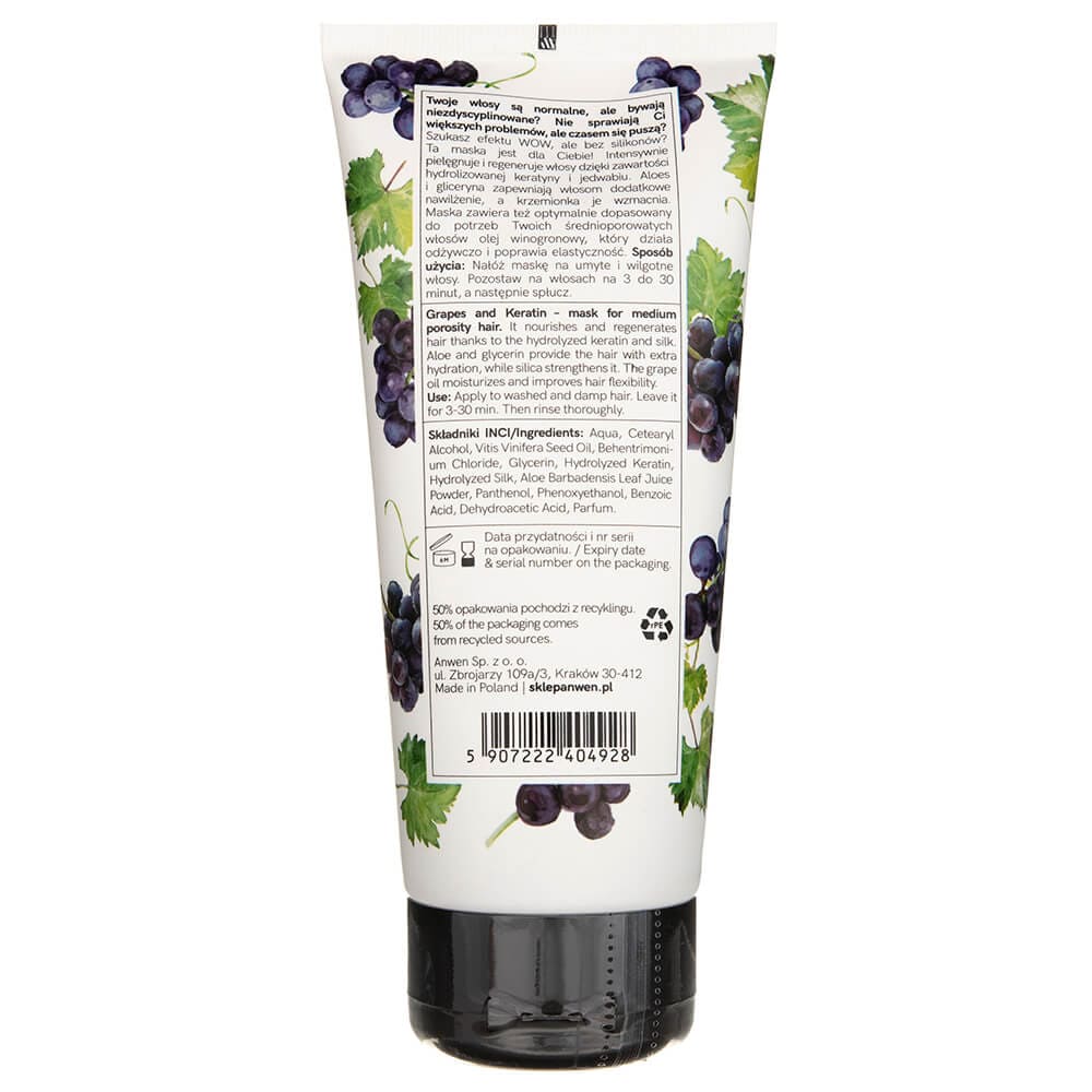 Anwen Mask for Medium-Coarse Hair Grapes and Keratin - 200 ml