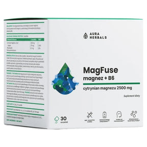 Aura Herbals MagFuse: Magnesium + B6, Mango - 30 Sachets