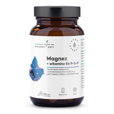 Aura Herbals Magnesium + Vitamin B6 (P-5-P) - 60 Capsules
