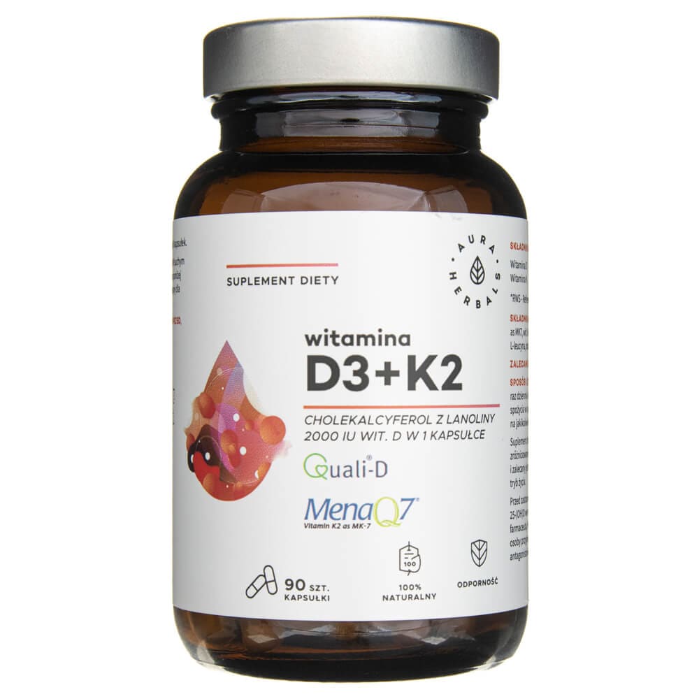 Aura Herbals Vitamin D3 2000 IU + K2 - 90 Capsules
