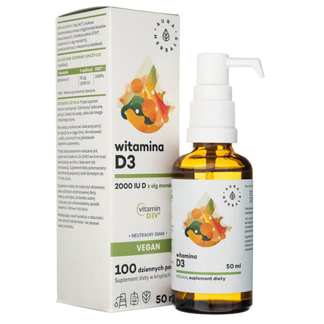 Aura Herbals Vitamin D3 2000 IU Vegan, Drops - 50 ml