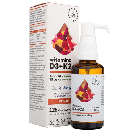 Aura Herbals Vitamin D3 4000 IU + K2, MCT, drops - 50 ml