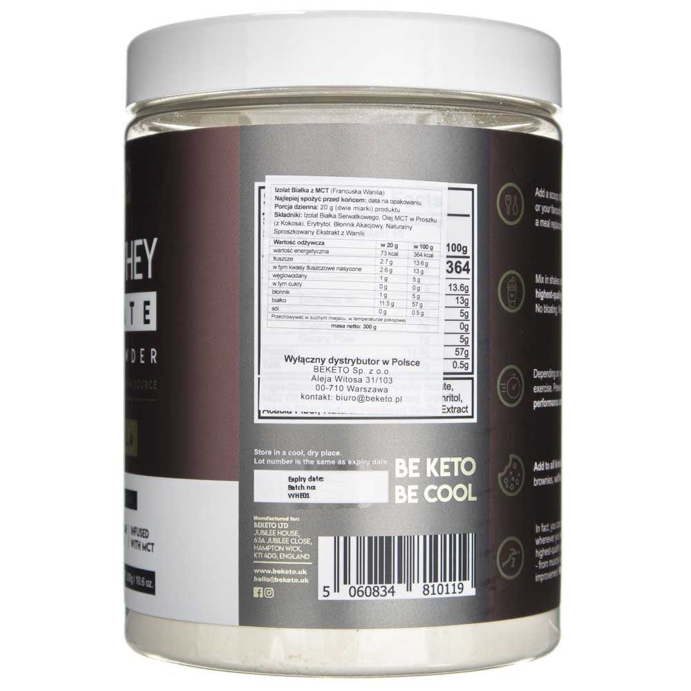 BeKeto Keto Whey Isolate MCT Powder, French Vanilla - 300 g