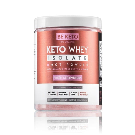 BeKeto Keto Whey Isolate MCT Powder, Fresh Strawberry - 300 g