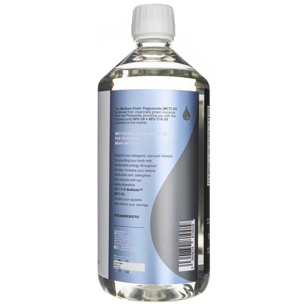 BeKeto MCT Oil Pure C8 + C10, Caprylic & Capric Acid Triglyceride Oil - 1000 ml
