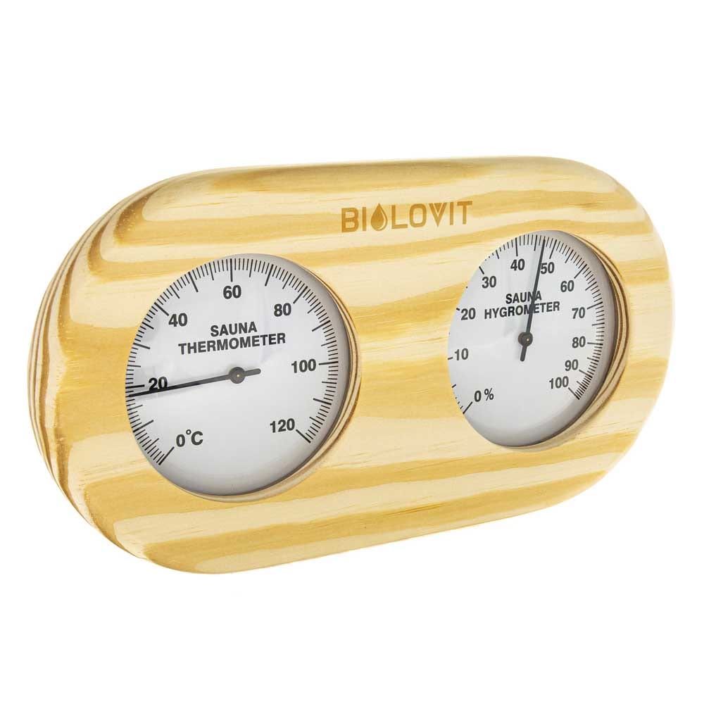 Bilovit Pine Sauna Thermometer with Hygrometer