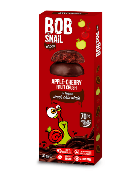 Bob Snail Choco Apple and Cherry Snack in Dark Chocolate - 30 g