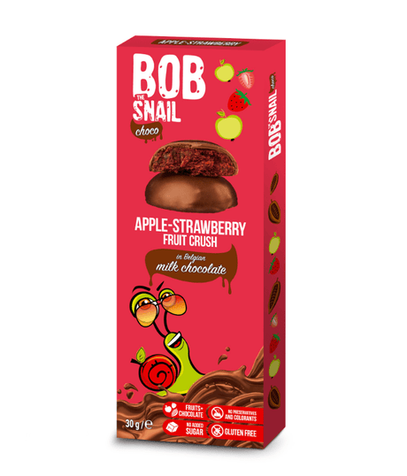 Bob Snail Choco Apple and Strawberry Snack in Dark Chocolate - 30 g