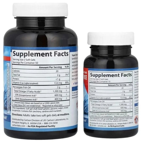 Carlson Labs Wild Caught Super Omega-3 Gems® - 100 + 30 Capsules