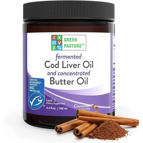 Green Pasture Fermented Cod Liver Oil Concentrated Butter Oil, Cinnamon - 188 ml
