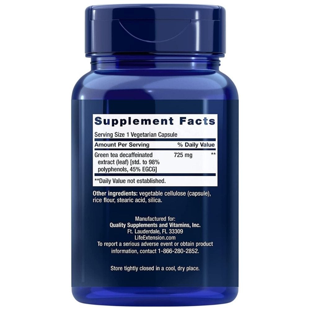 Life Extension Decaffeinated Mega Green Tea Extract  - 100 Veg Capsules