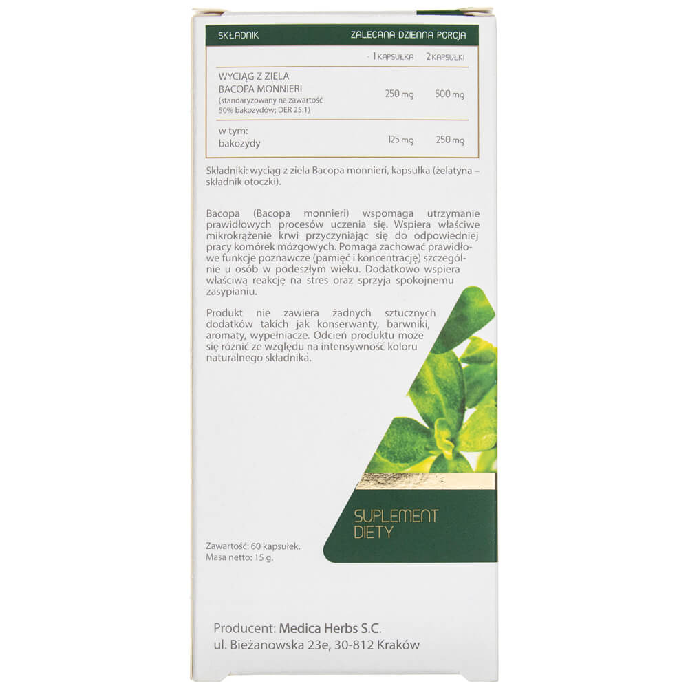 Medica Herbs Bacopa (Brahmi) 250 mg - 60 Capsules