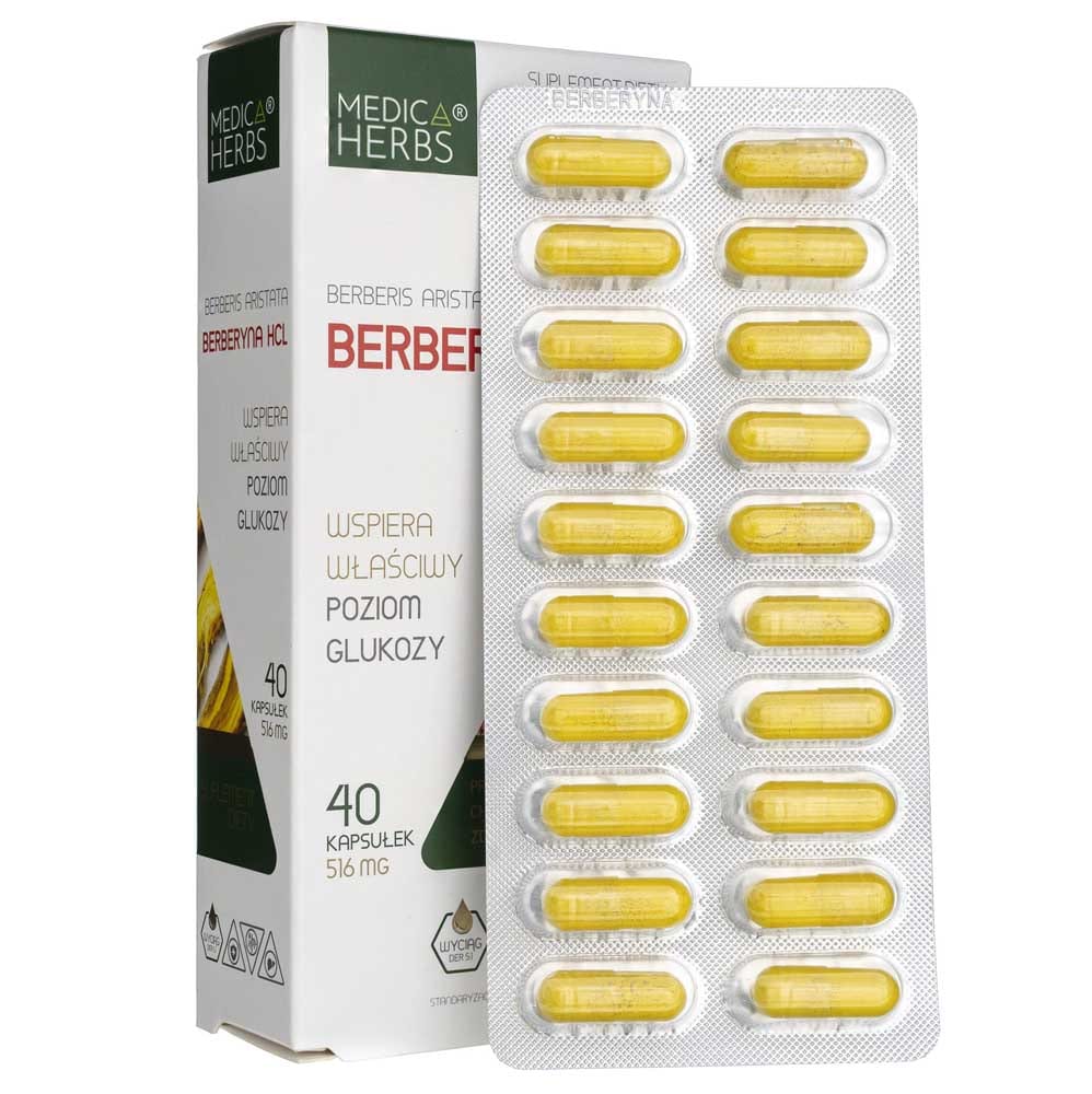 Medica Herbs Berberine HCL 500 mg - 40 Capsules