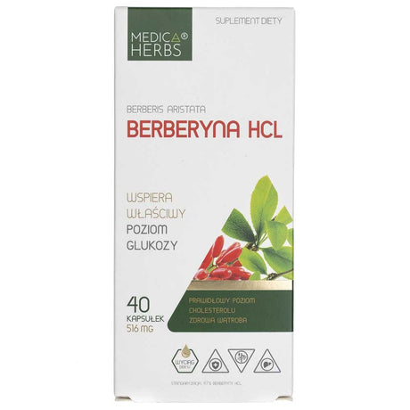 Medica Herbs Berberine HCL 500 mg - 40 Capsules