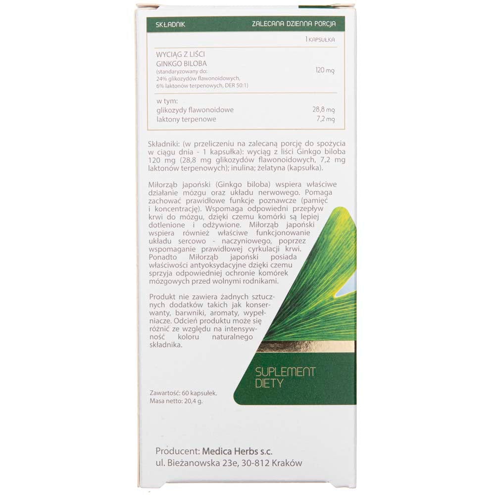 Medica Herbs Ginkgo Biloba 120 mg - 60 Capsules