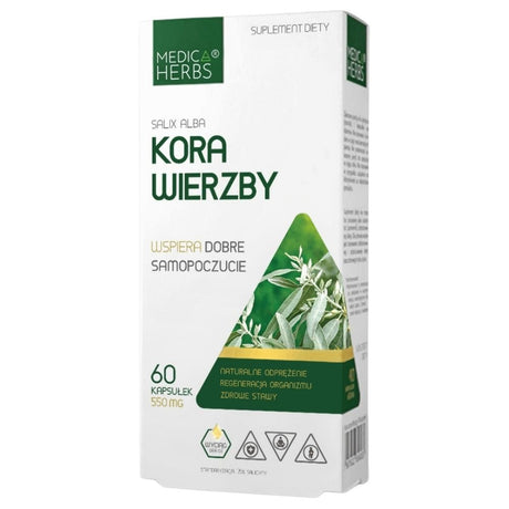 Medica Herbs Willow Bark 550 mg - 60 Capsules