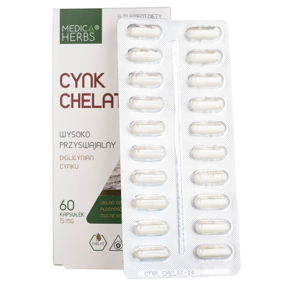 Medica Herbs Zinc Chelate 15 mg - 60 Capsules