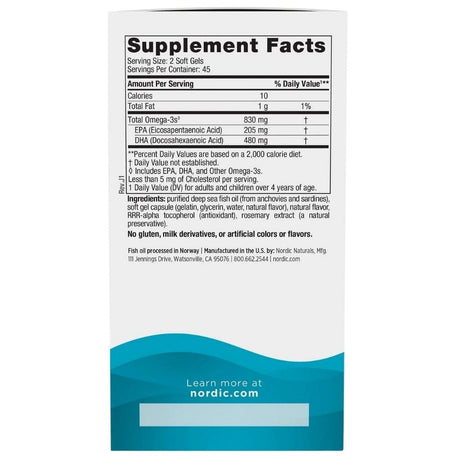 Nordic Naturals DHA, 830 mg Omega-3, Strawberry - 90 Capsules