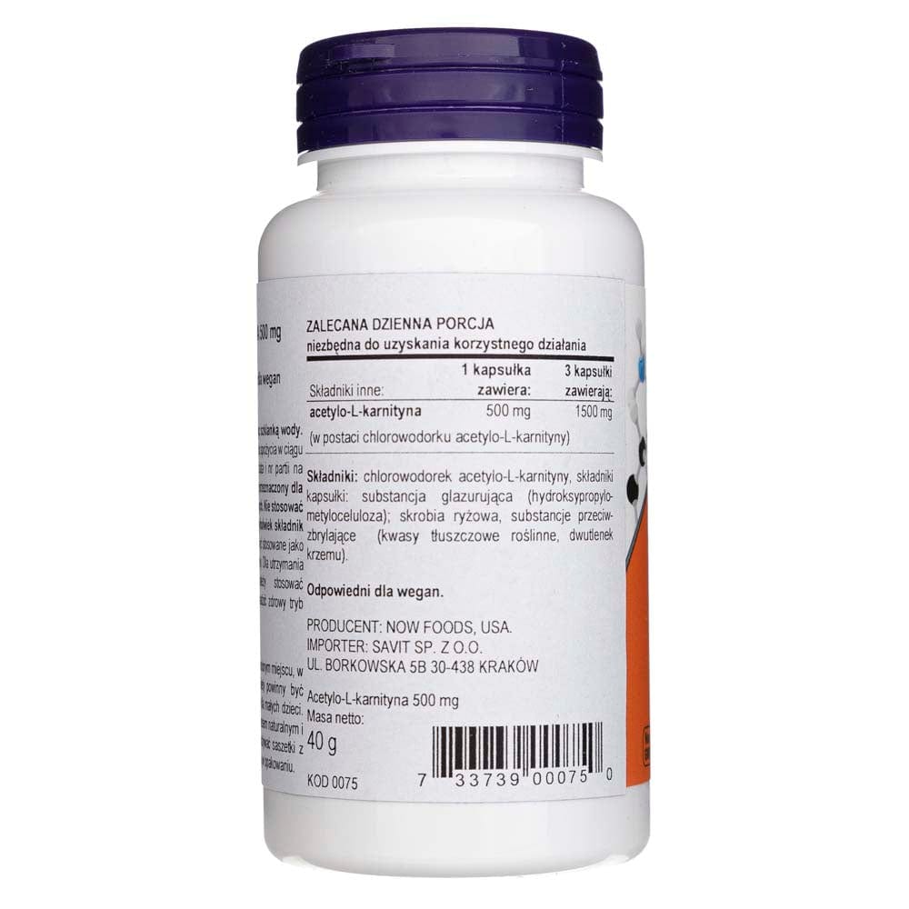 Now Foods Acetyl-L-Carnitine 500 mg - 50 Veg Capsules