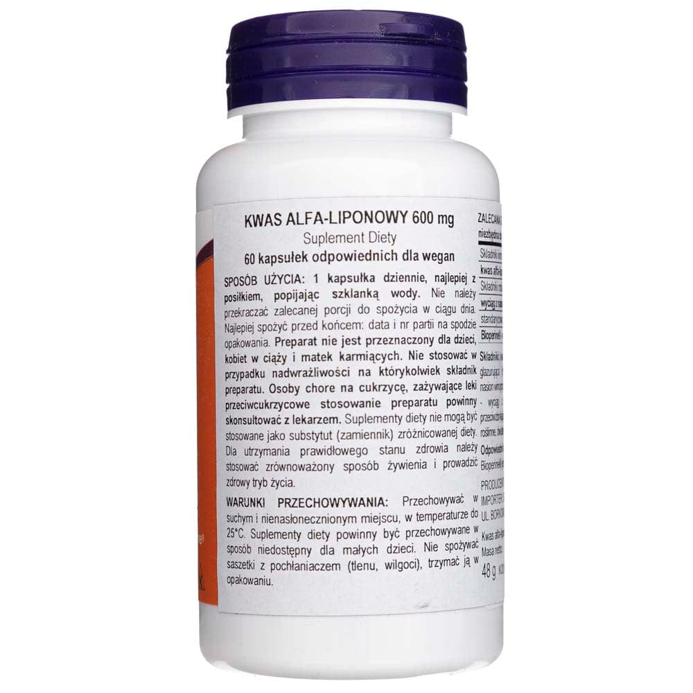 Now Foods Alpha Lipoic Acid, Extra Strength 600 mg - 60 Veg Capsules