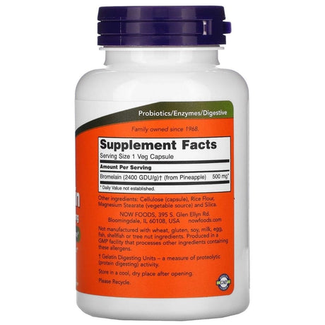 Now Foods Bromelain 500 mg, 2400 GDU/g - 120 Capsules