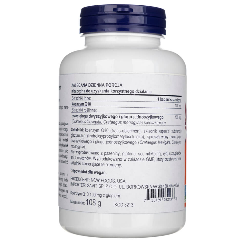 Now Foods CoQ10 100 mg with Hawthorn Berry - 180 Veg Capsules