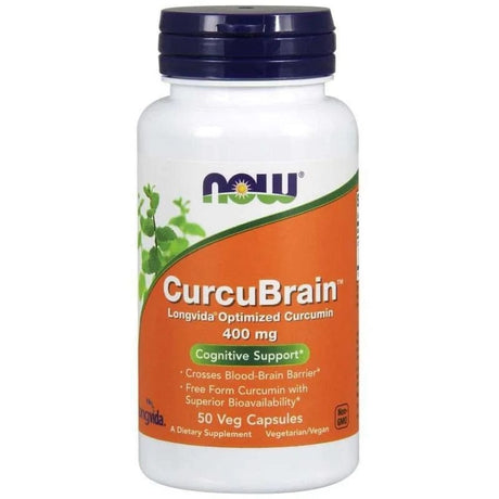 Now Foods CurcuBrain Longvida Optimized Curcumin 400 mg - 50 Capsules