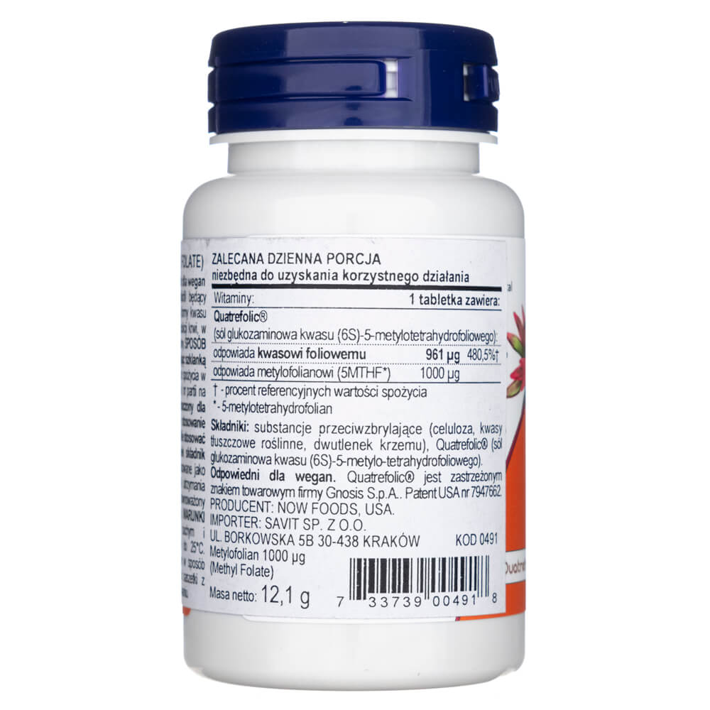 Now Foods Methyl Folate 1000 mcg - 90 Tablets
