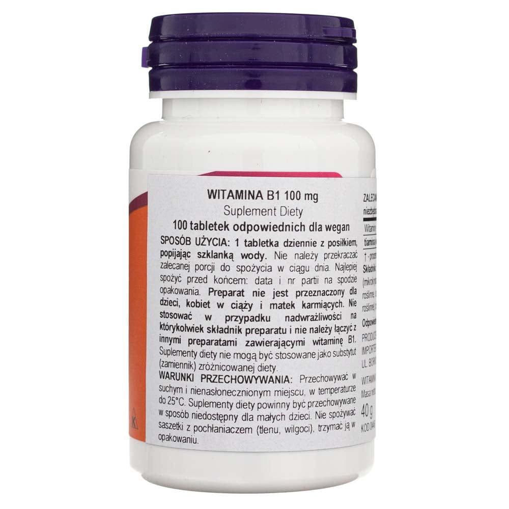 Now Foods Vitamin B-1 100 Mg 100 Tablets – Medpak