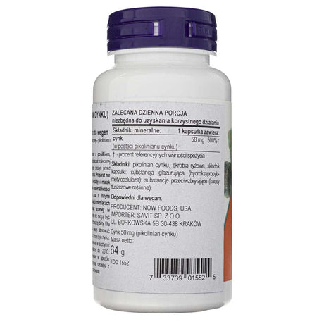 Now Foods Zinc Picolinate 50 mg - 120 Veg Capsules